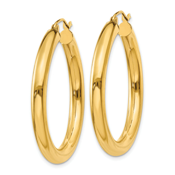 10K Yellow Gold 4mm Tube Hoop Earrings
