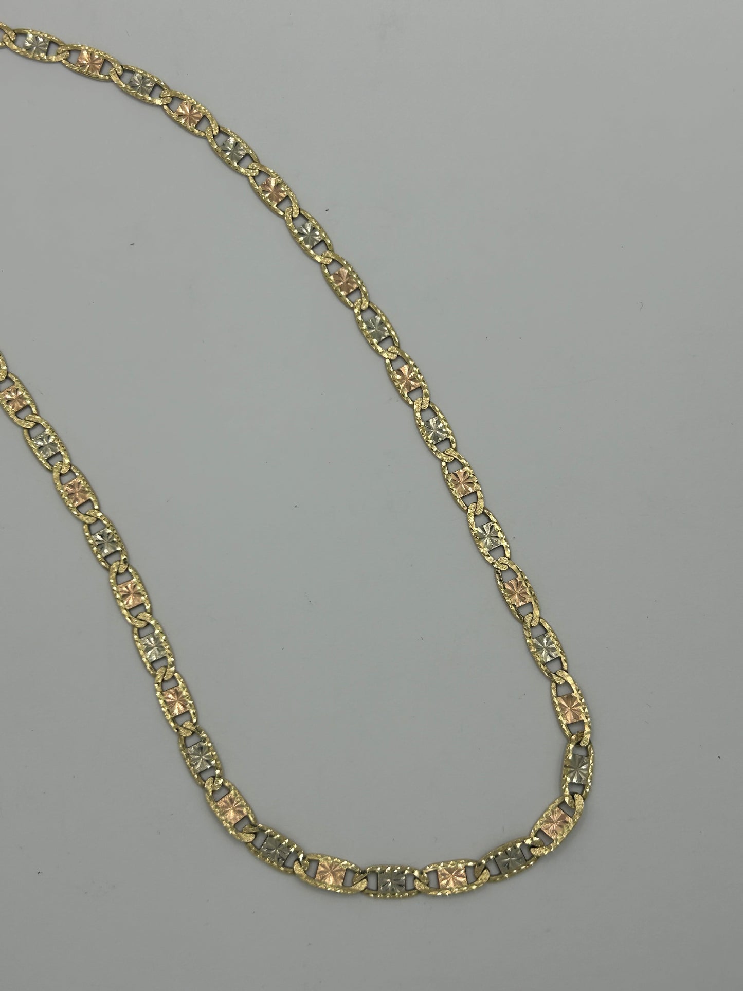 14KT 3-Tone Mariner Link Chain 24inch 5mm