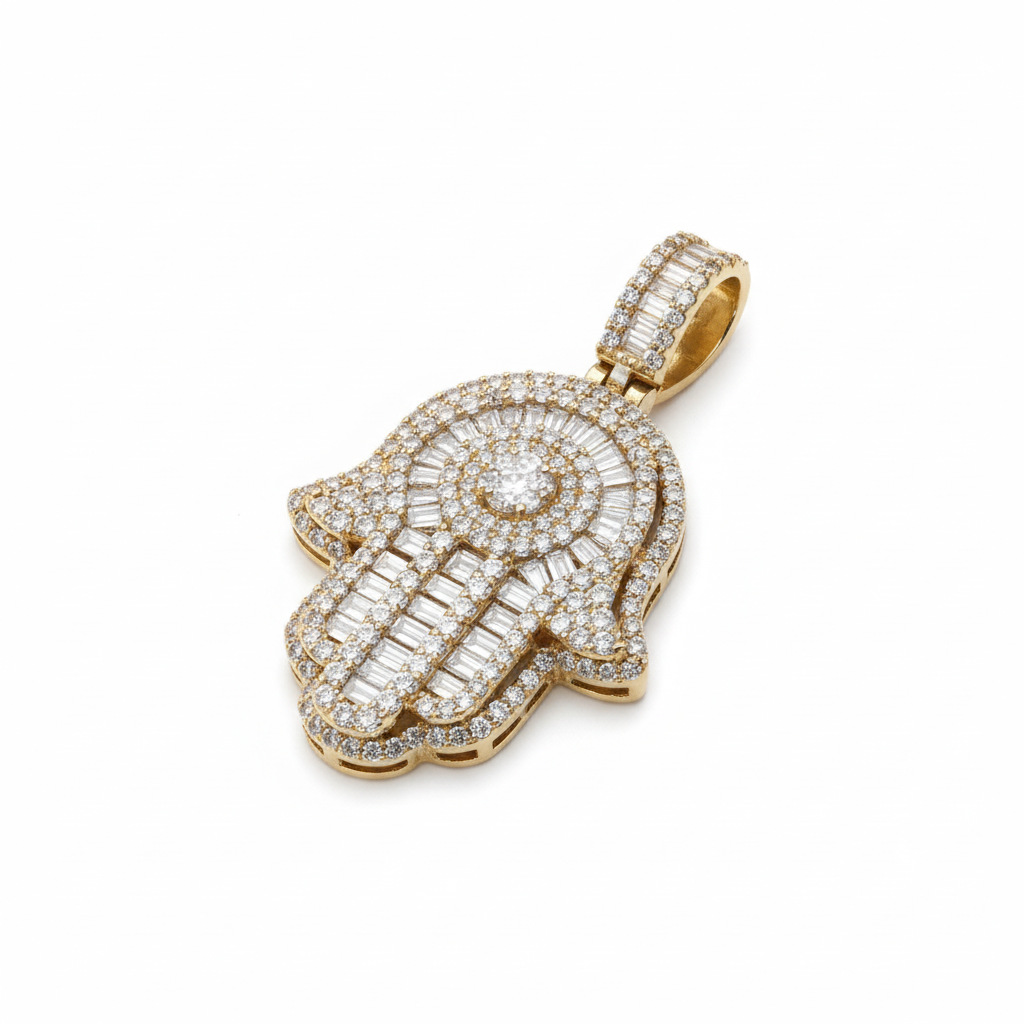 10Kt Diamond Hamsa Pendant