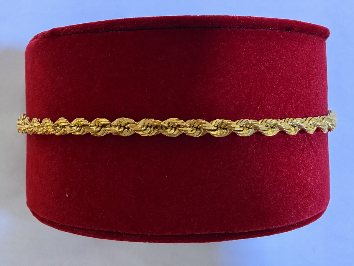 14KT Yellow Gold Solid Rope Bracelet 5.5mm 8" – R192