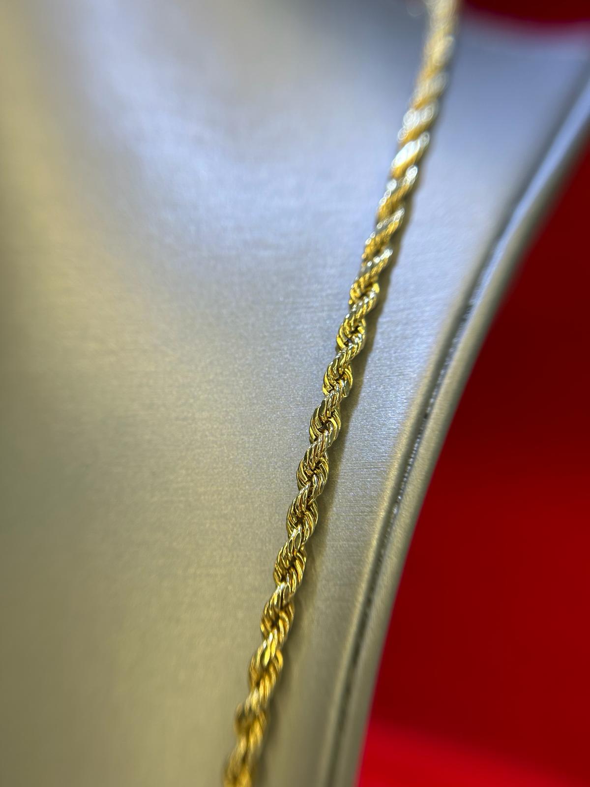 10Kt Gold Hallow Rope Chain 4mm