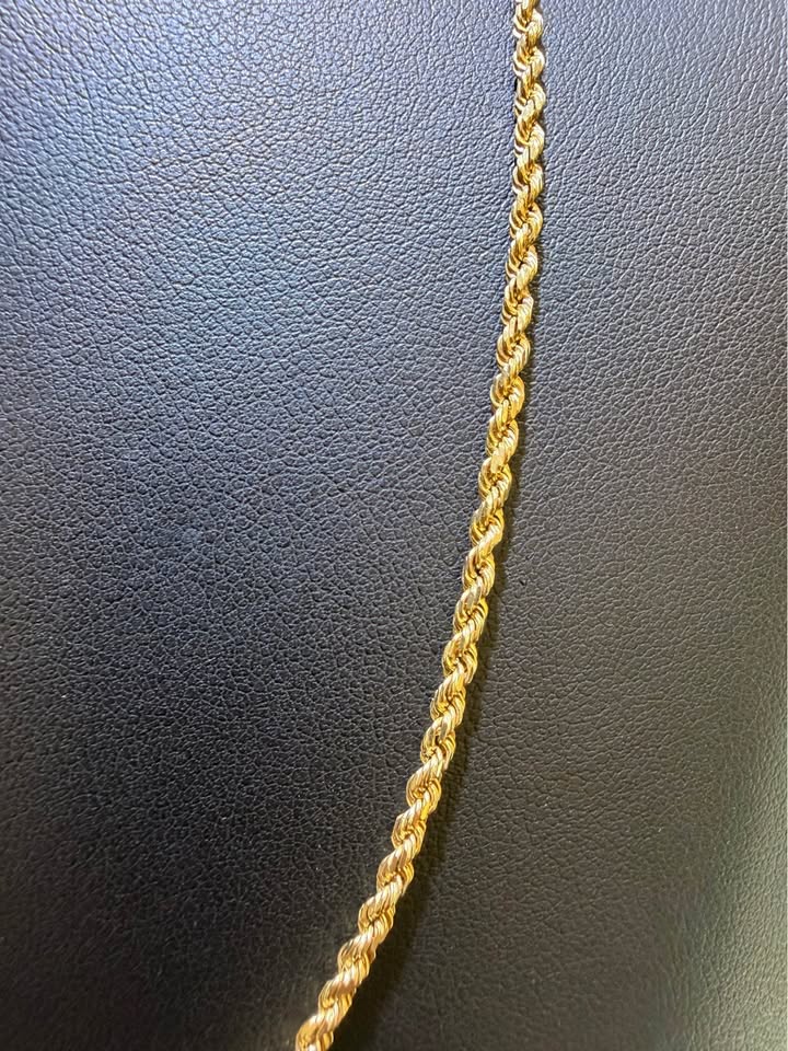 14K Yellow Gold Solid Rope Chain – 20" | 2.4mm | R1661