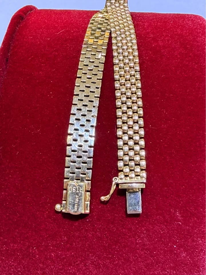 14KT Yellow Gold 5-Row Panther Link Bracelet 8mm 7.5" – R182