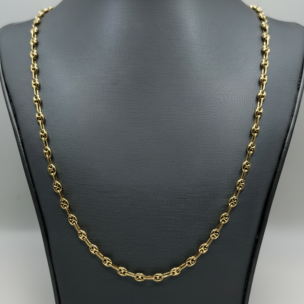 10KT PUFF GUCCI LINK CHAIN 24INCH 4MM