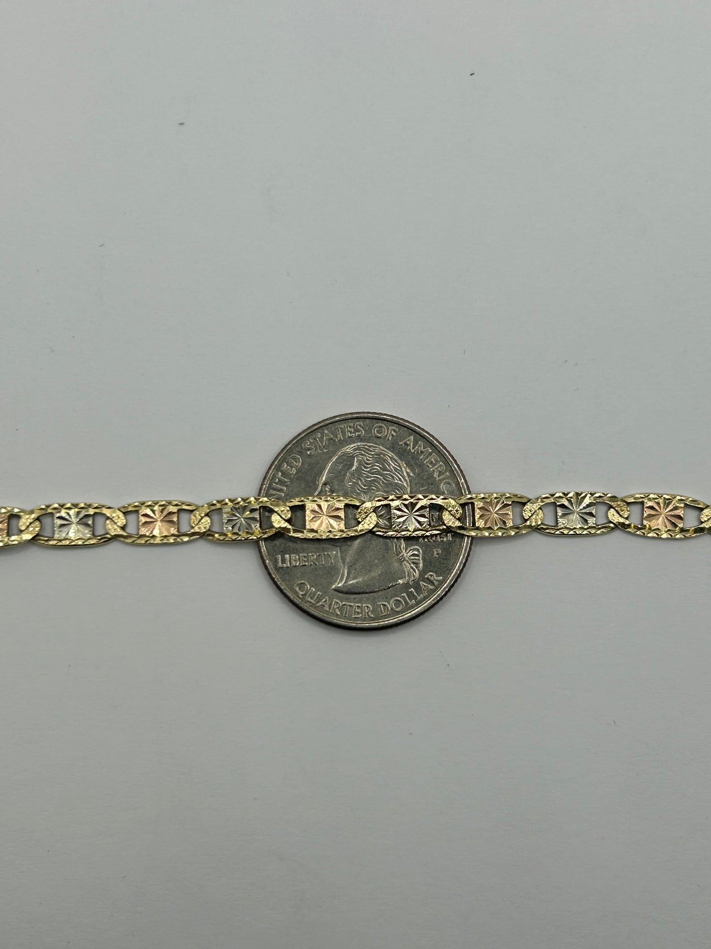 14KT 3-Tone Mariner Link Chain 24inch 5mm