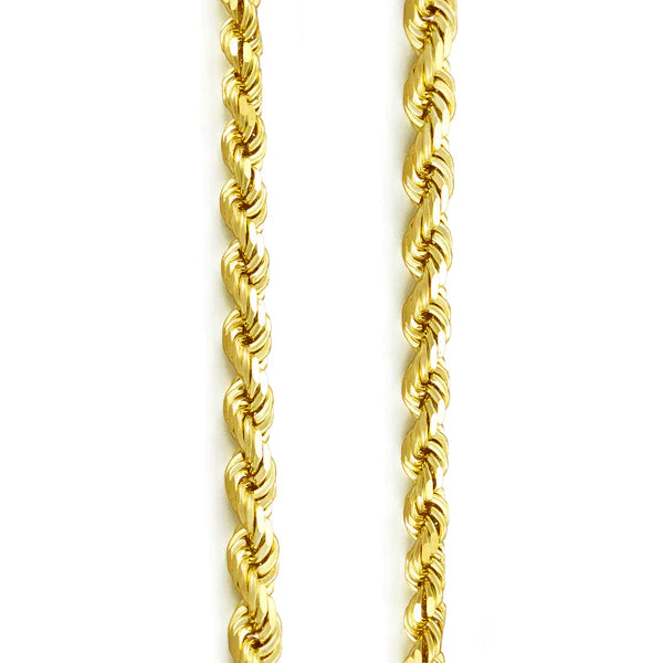 10Kt Gold Hallow Rope Chain 4mm