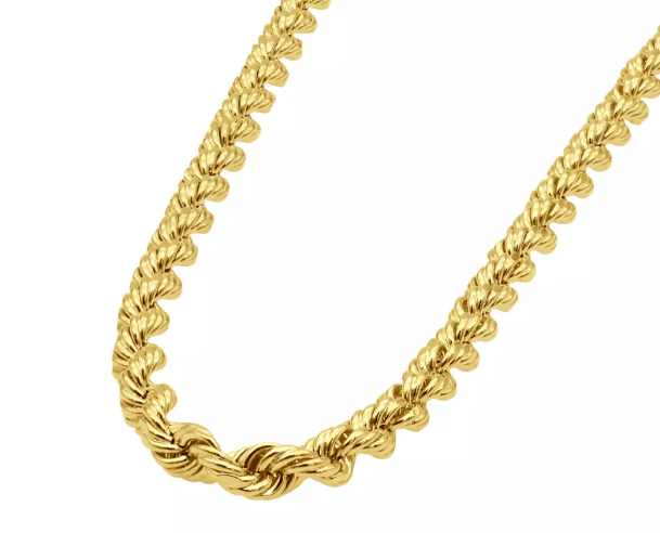 Men's 10k Yellow Gold Hollow Rope Chain