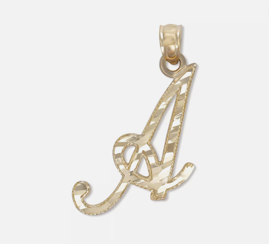 10kt Gold Slim Classic Cursive Initial Pendant