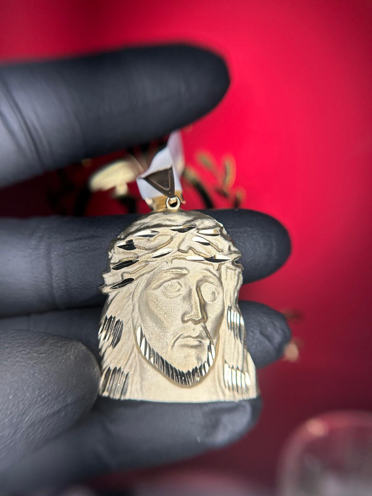 14Kt Gold Jesus Head Pendent