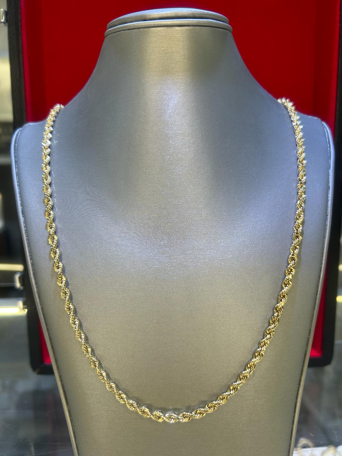 10Kt Gold Hallow Rope Chain 4mm
