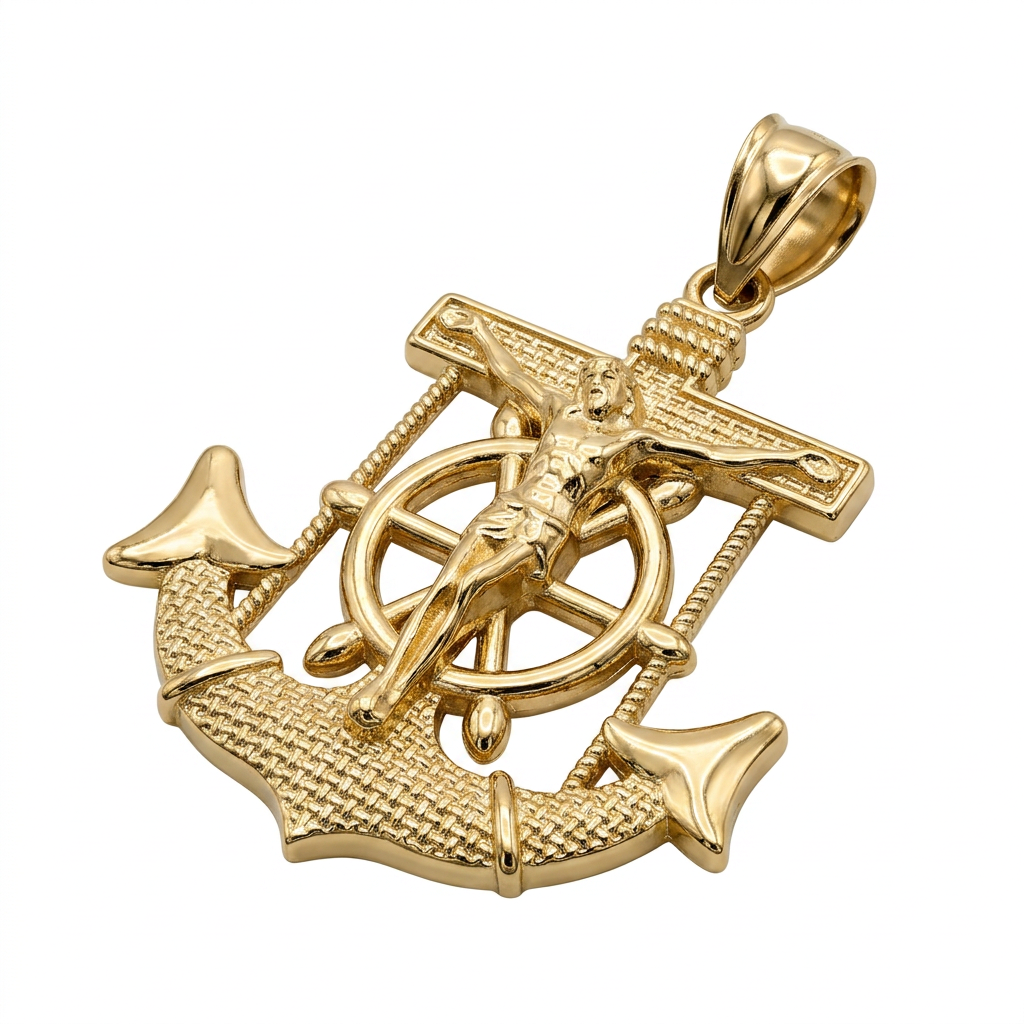 14KT CROSS-ANCHOR PENDANT