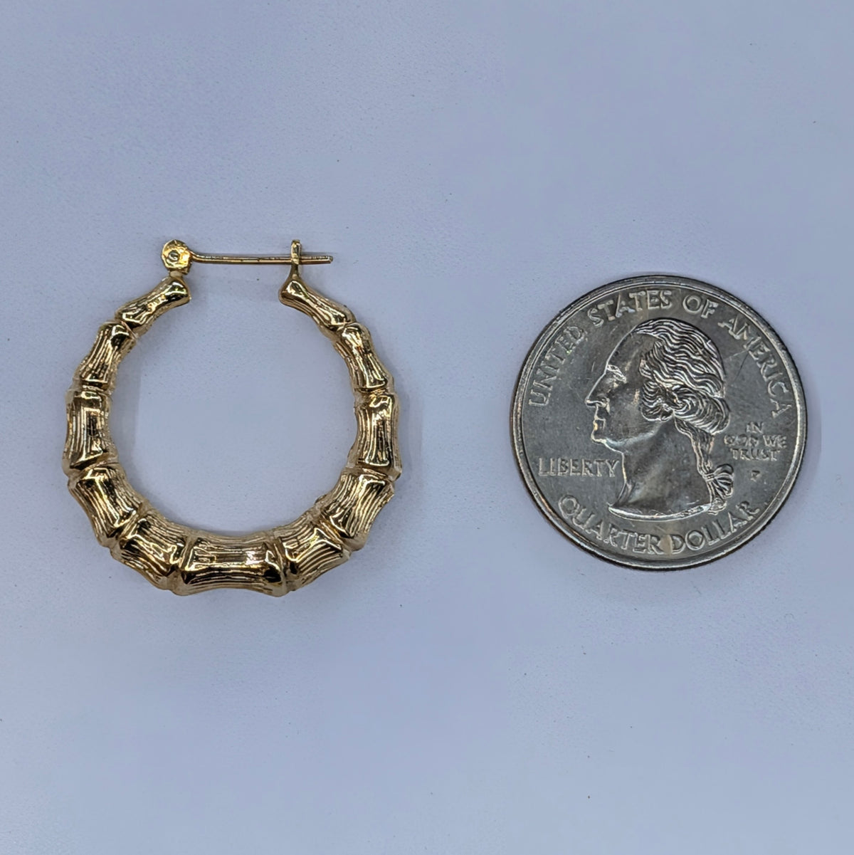 14K Yellow Gold Bamboo Style Hoop Earrings – 3.3 Grams