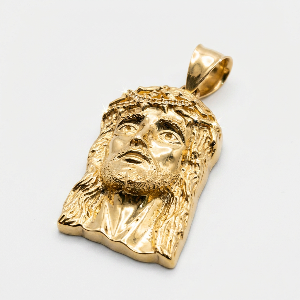 14KT Yellow Gold Jesus Head Pendant – R838
