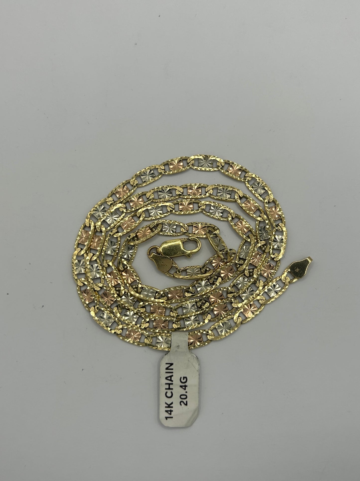 14KT 3-Tone Mariner Link Chain 24inch 5mm