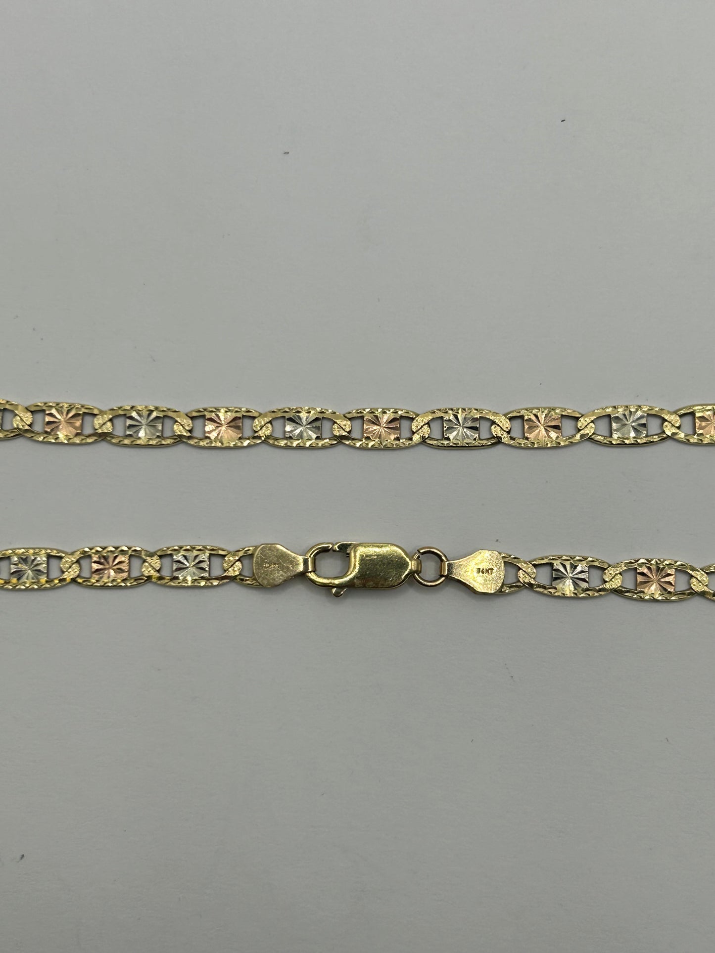 14KT 3-Tone Mariner Link Chain 24inch 5mm