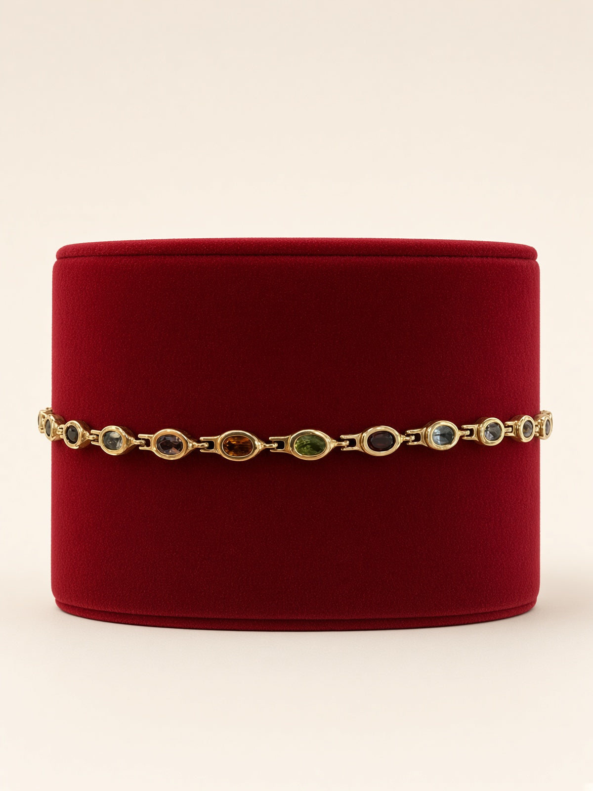 14KT Yellow Gold Multi-Gemstone Bracelet 6mm 7.5" – R219
