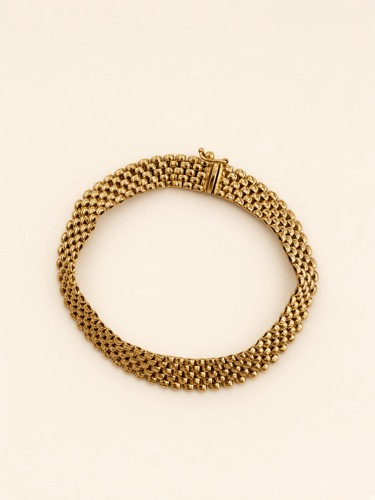 14KT Yellow Gold 5-Row Panther Link Bracelet 8mm 7.5" – R182