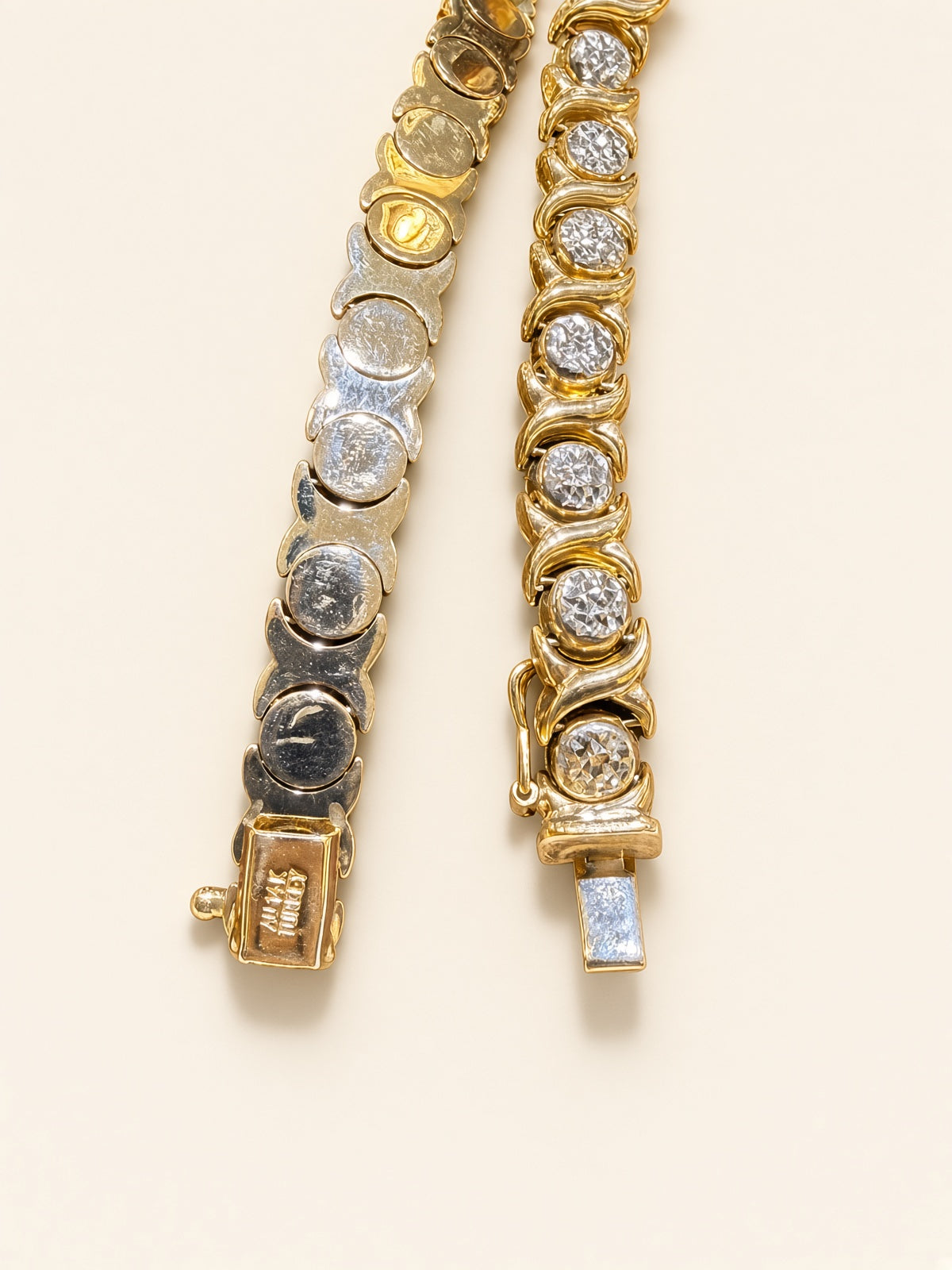 14KT Yellow Gold X&O Diamond-Cut Bracelet 7mm 7" – R217