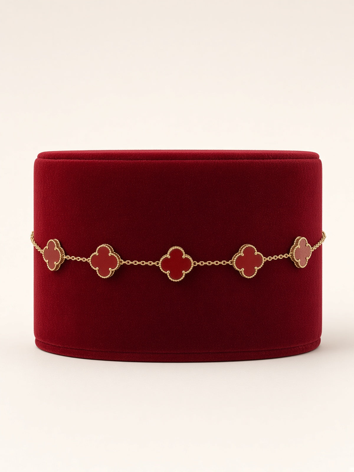 14KT Yellow Gold Carnelian Clover Bracelet – R485