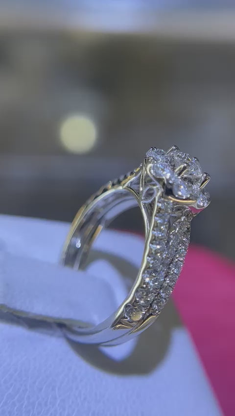14KT HALO WHITE GOLD DIAMOND ENGAGEMENT RING