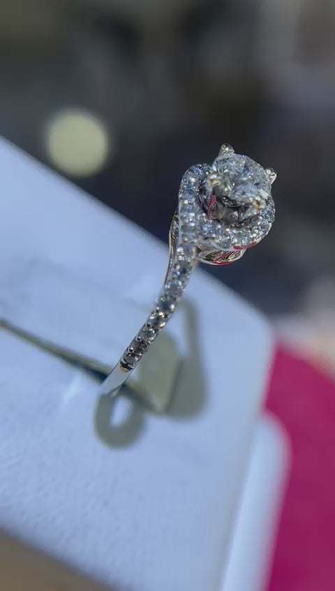 14KT WHITE GOLD WAVE ENGAGEMENR RING
