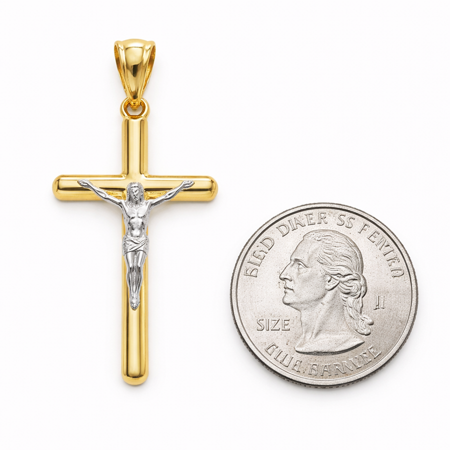 14KT 2-Tone Crucifix Pendant –
