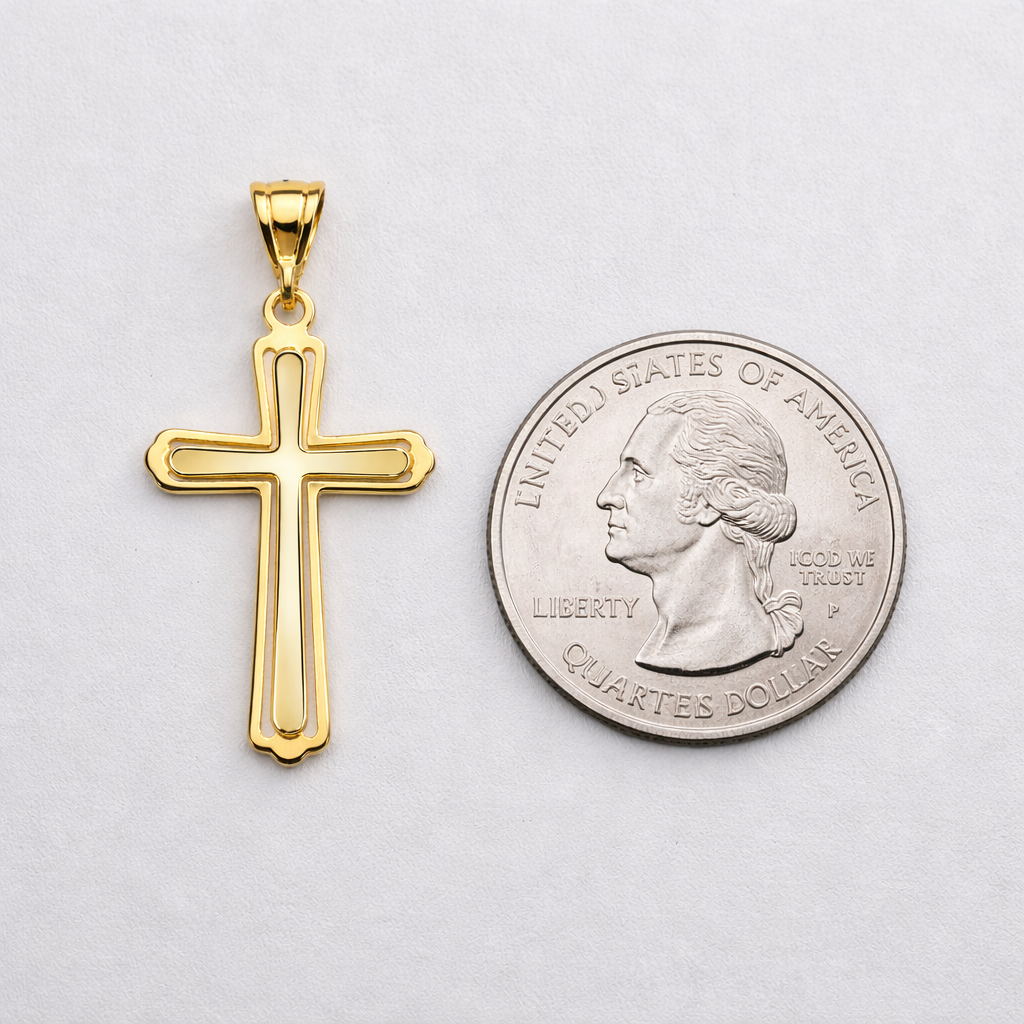 14KT Yellow Gold Cross Pendant – R801