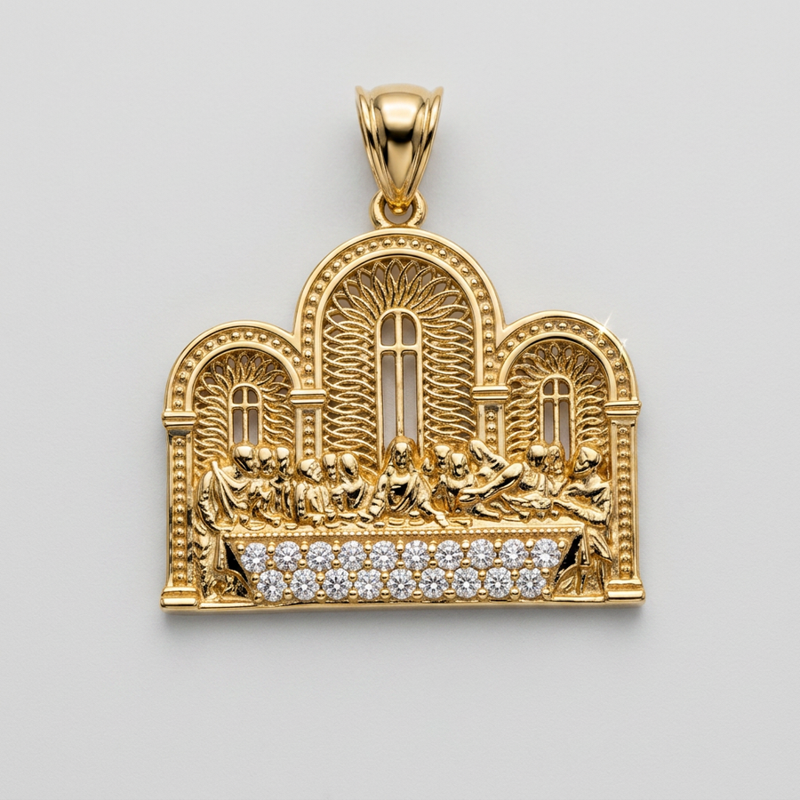 10KT CZ LAST SUPPER PENDANT
