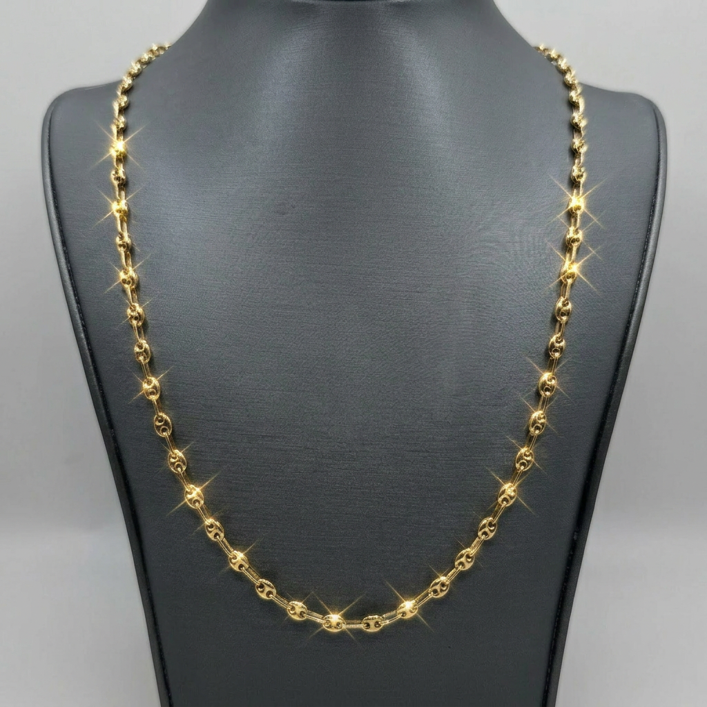 10KT PUFF GUCCI LINK CHAIN 24INCH 4MM
