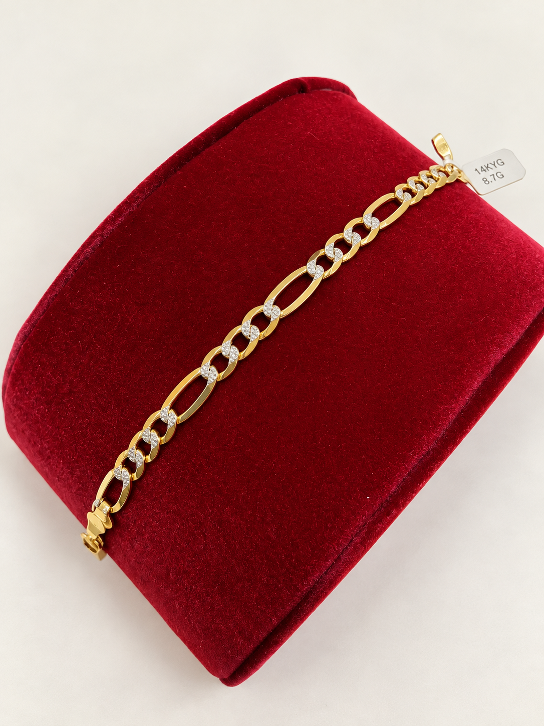 14KT Yellow Gold Diamond-Cut Figaro Bracelet 6mm 8"
