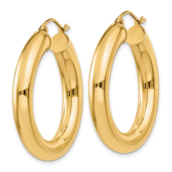 10K Yellow Gold 5mm Tube Hoop Earrings