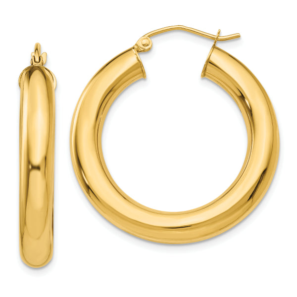 10K Yellow Gold 5mm Tube Hoop Earrings
