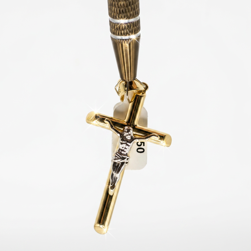 14KT 2-Tone Crucifix Pendant –