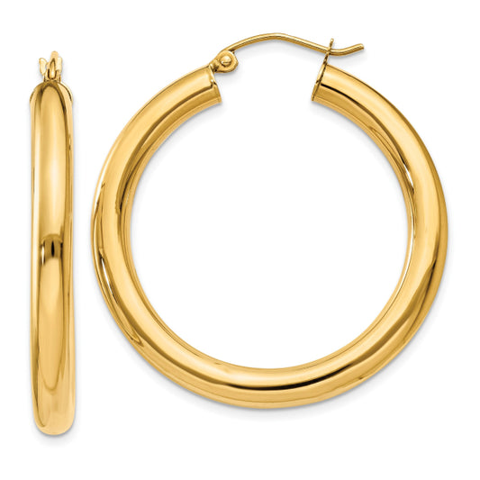 10K Yellow Gold 4mm Tube Hoop Earrings