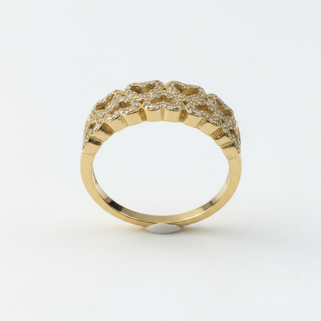 10K Yellow Heart Gold Diamond Ring Size 8.5