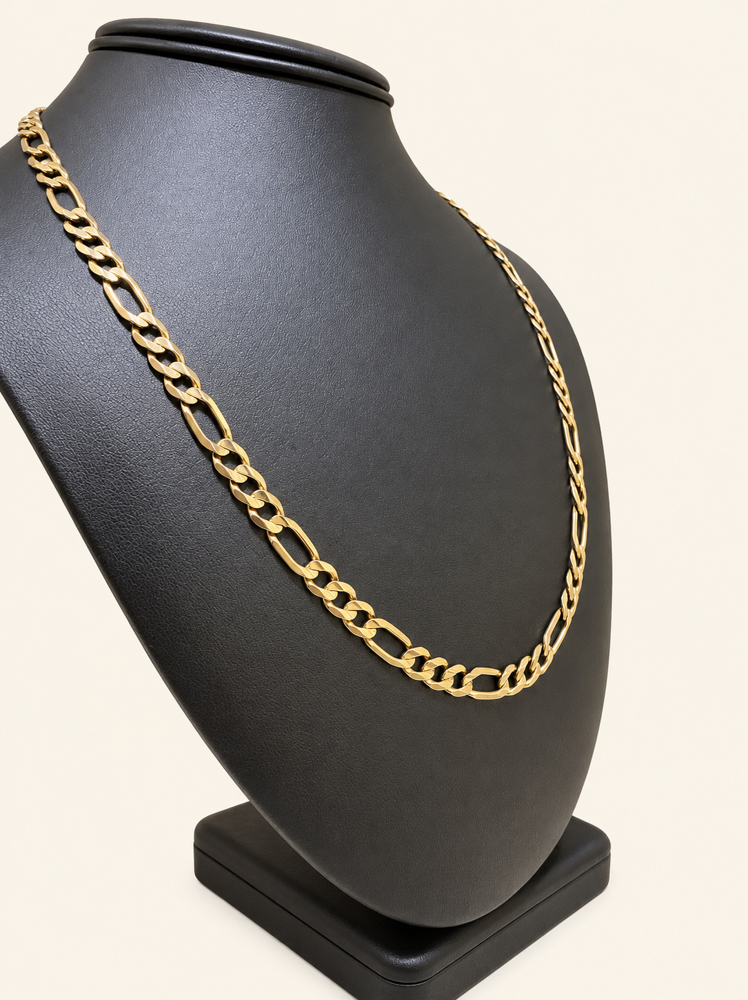 10K Champagne Gold Solid Figaro Chain – 22" | 6.2mm R1523