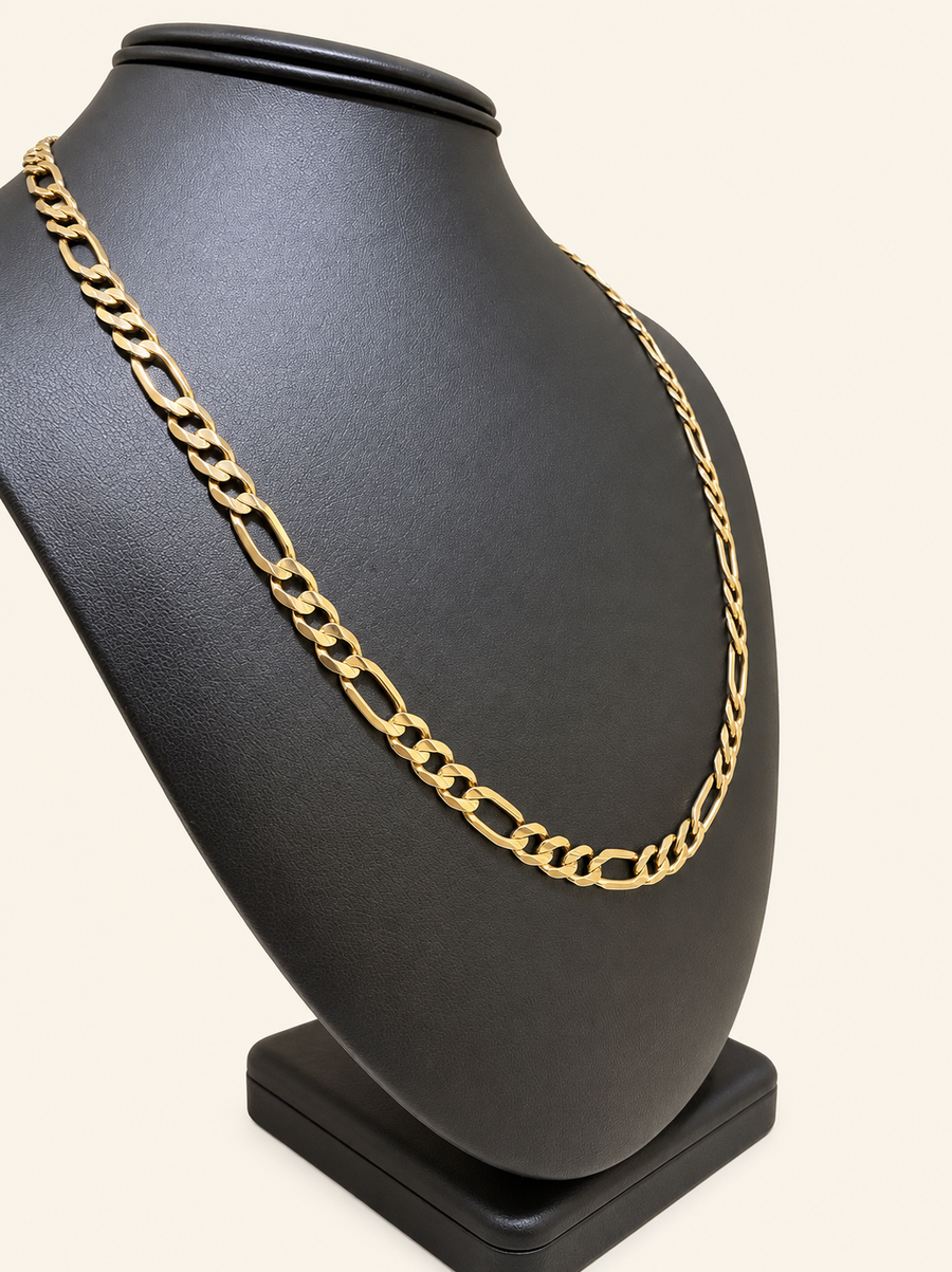 10K Champagne Gold Solid Figaro Chain – 22" | 6.2mm R1523