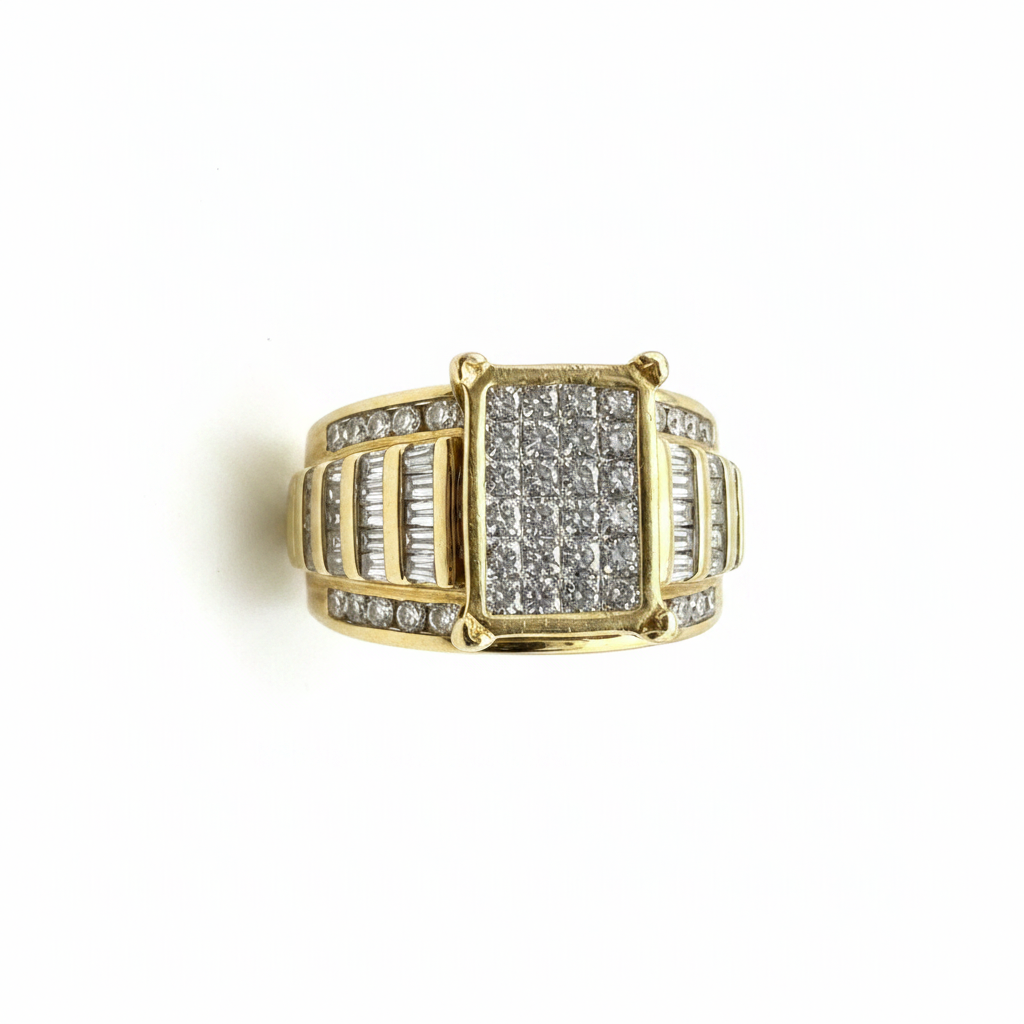 10K Yellow Gold Diamond Ring Size 7.5 – R1090