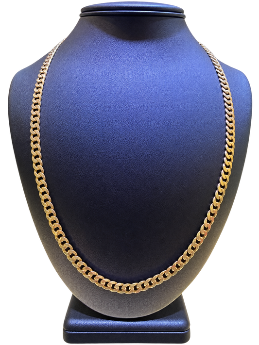 10K Yellow Gold Flat Curb Link Chain – 22" | 5.5mm