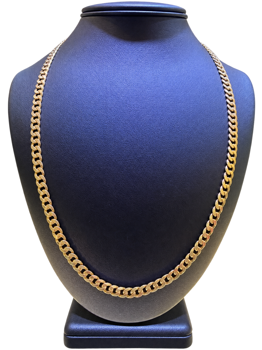10K Yellow Gold Flat Curb Link Chain – 22" | 5.5mm