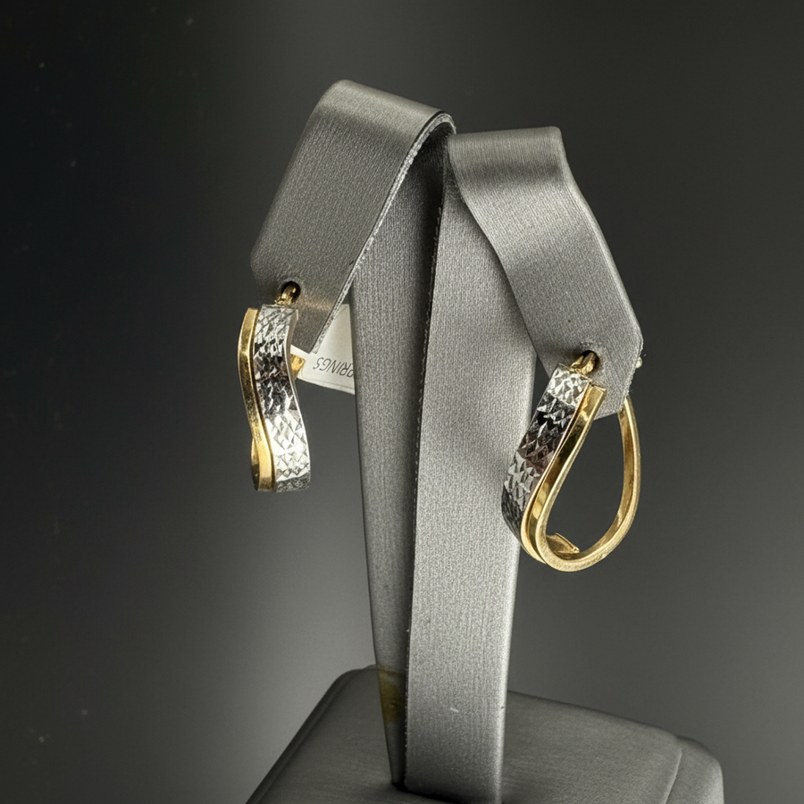 14KT Two-Tone Gold Hoop Earrings – 2.2g | R1691