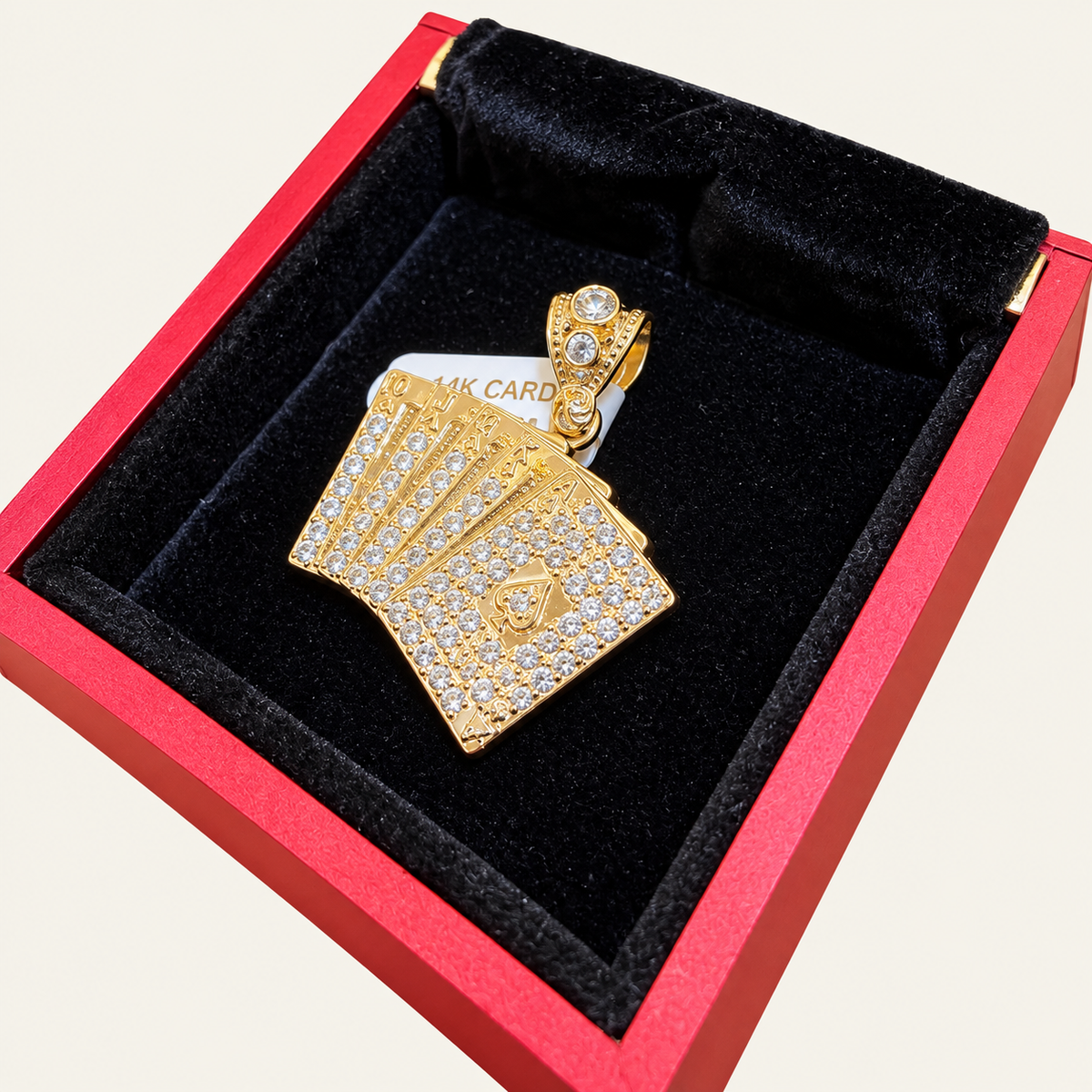 14K Yellow Gold Deck of Cards CZ Pendant – R157