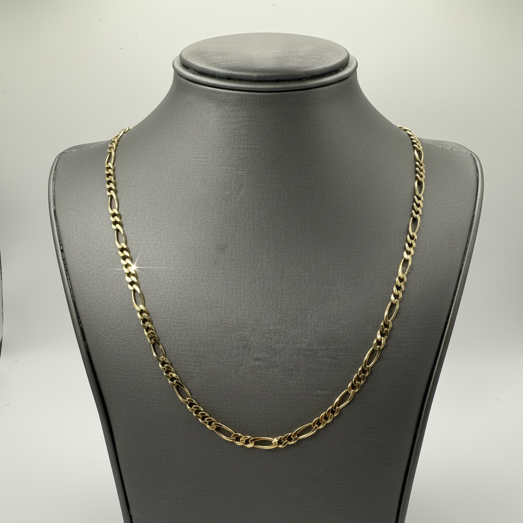 14K Gold Figaro Chain Necklace – 3.7mm 18 inch