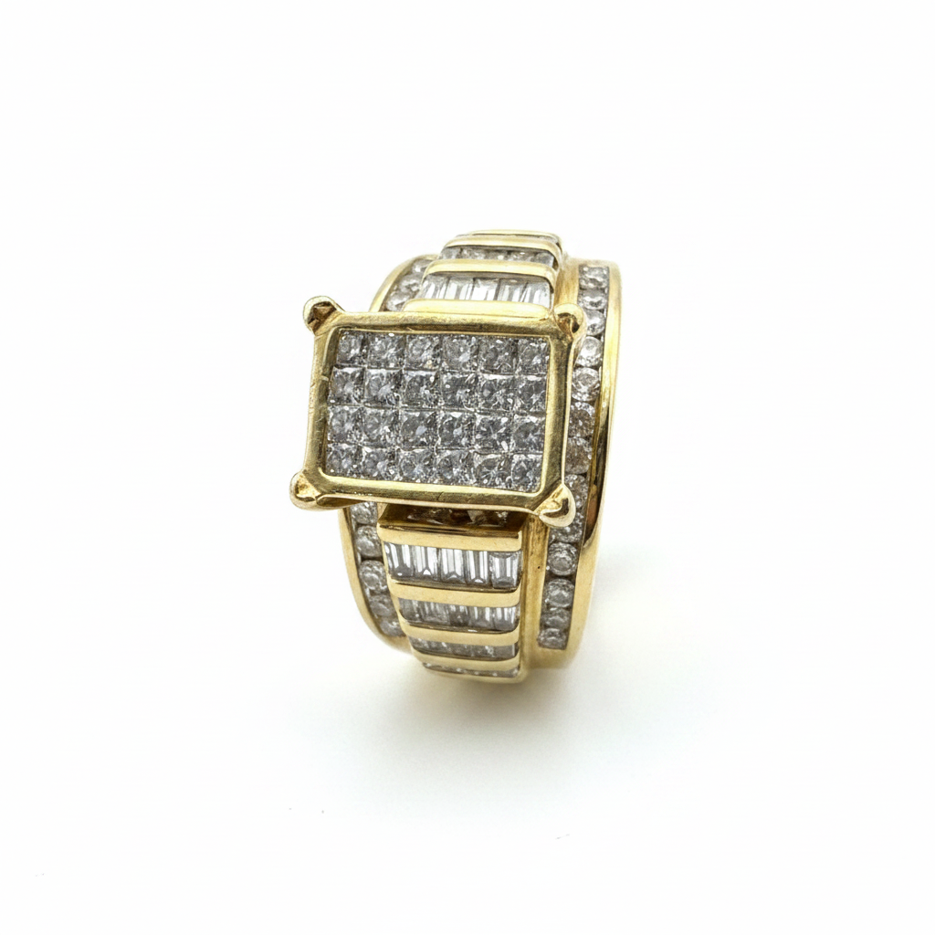 10K Yellow Gold Diamond Ring Size 7.5 – R1090
