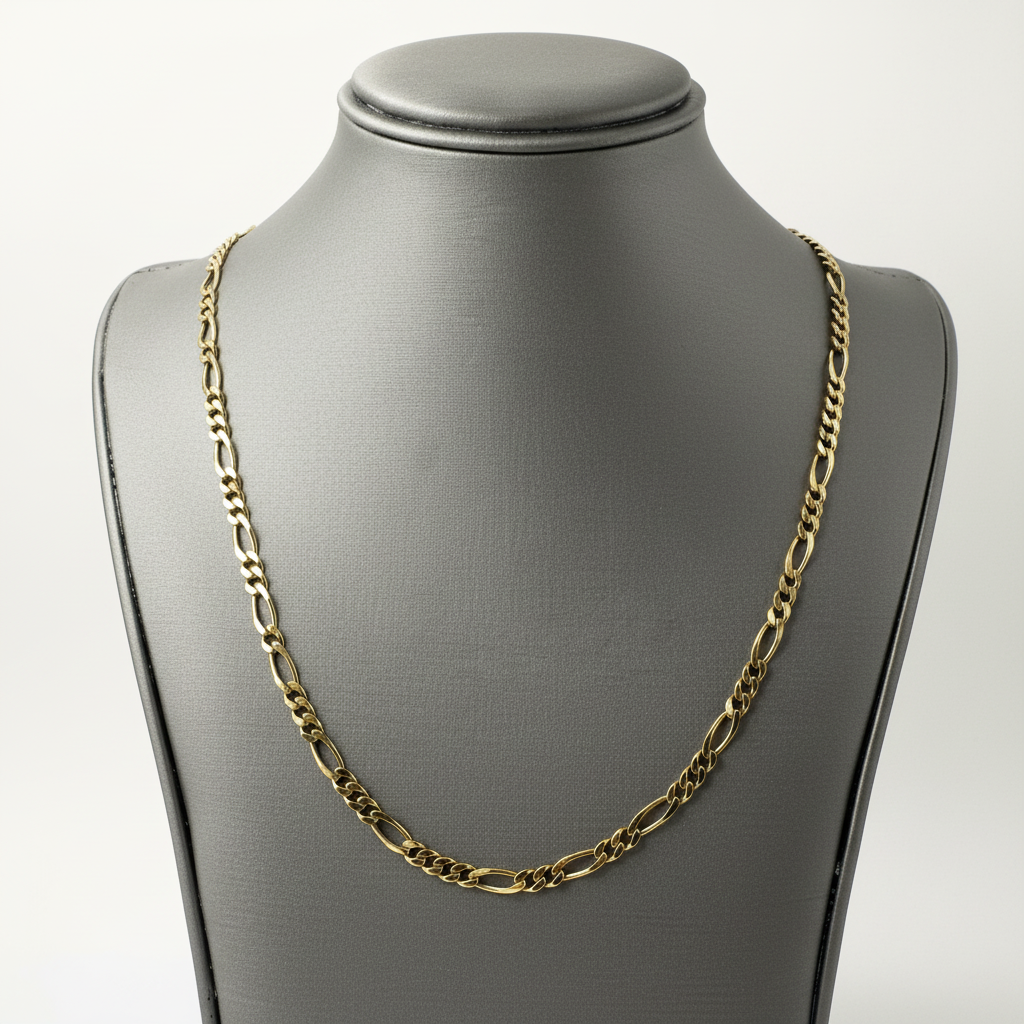 14K Gold Figaro Chain Necklace – 3.7mm 18 inch