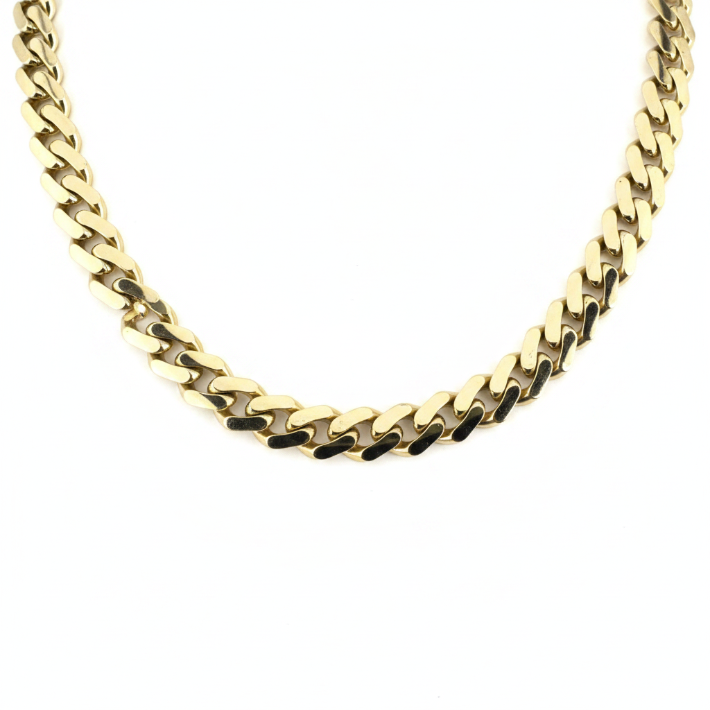 0K Yellow Gold Cuban Link Chain – 28.3 Grams – Classic Miami Cuban Necklace