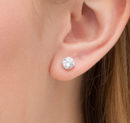 2ct (tw).Lab-Grown Diamond Solitaire Studs Earrings in 14K White Gold