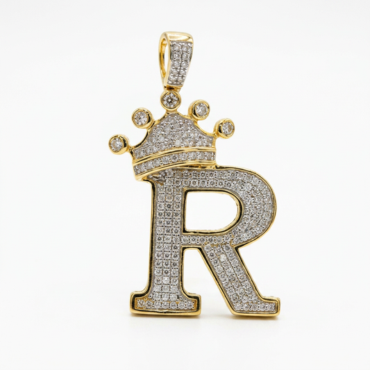 14KT DIAMOND INITIAL "R" PENDANT