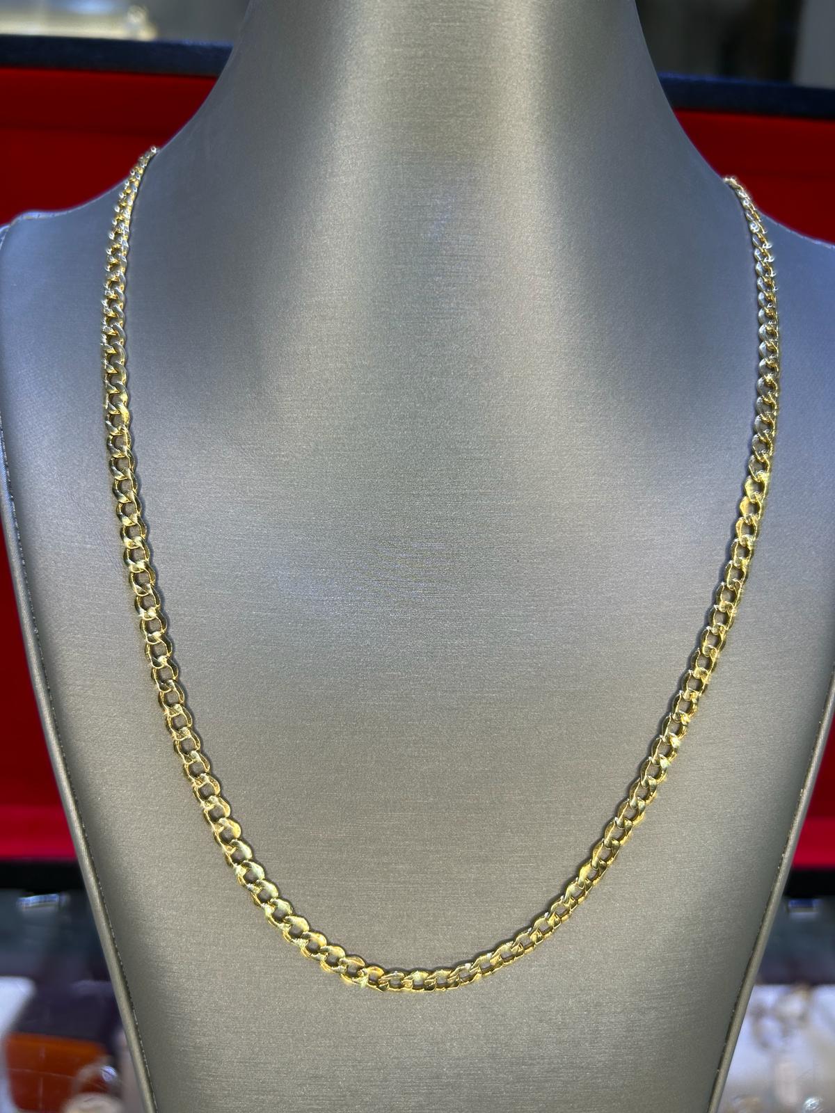10KT Yellow Gold Hallow Curb Link Chain