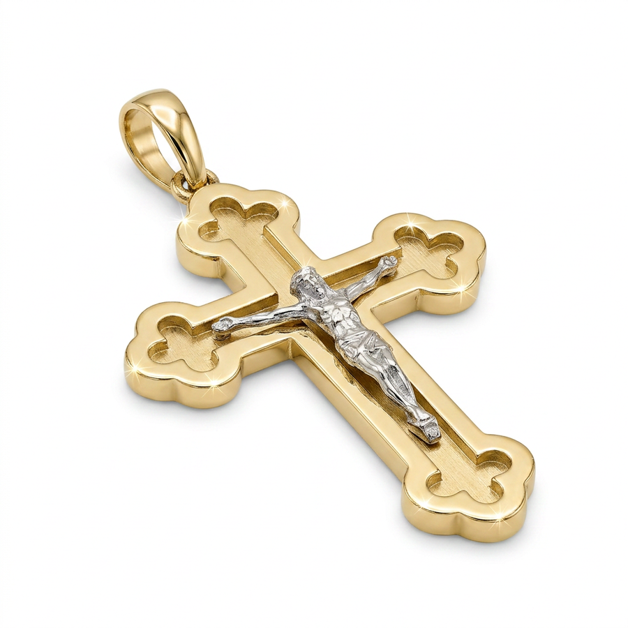 14KT 2-Tone Crucifix Pendant